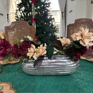 Lenox Donna Karan silver rippled low vase